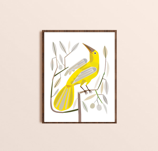 絵画 JIDORI Selfie Bird esquis Zebuu Yellow Bird Art Print