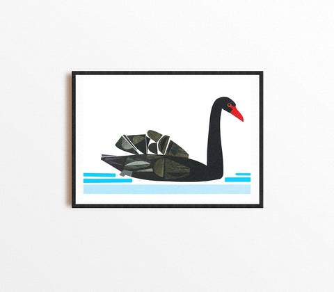 Zebuu Black Swan Art Print
