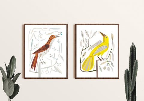 Zebuu Yellow Bird Art Print