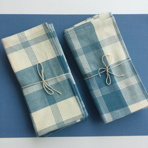 Zebuu Plaid Dinner Napkins Coastal Aire