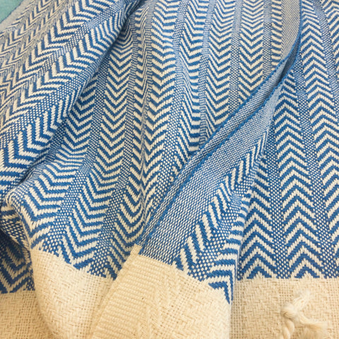 Zebuu Turkish Towel Blue Feathers