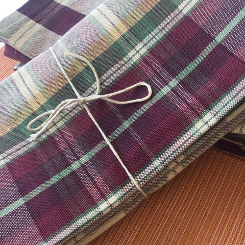 Zebuu Plaid Dinner Napkins Black Cherry