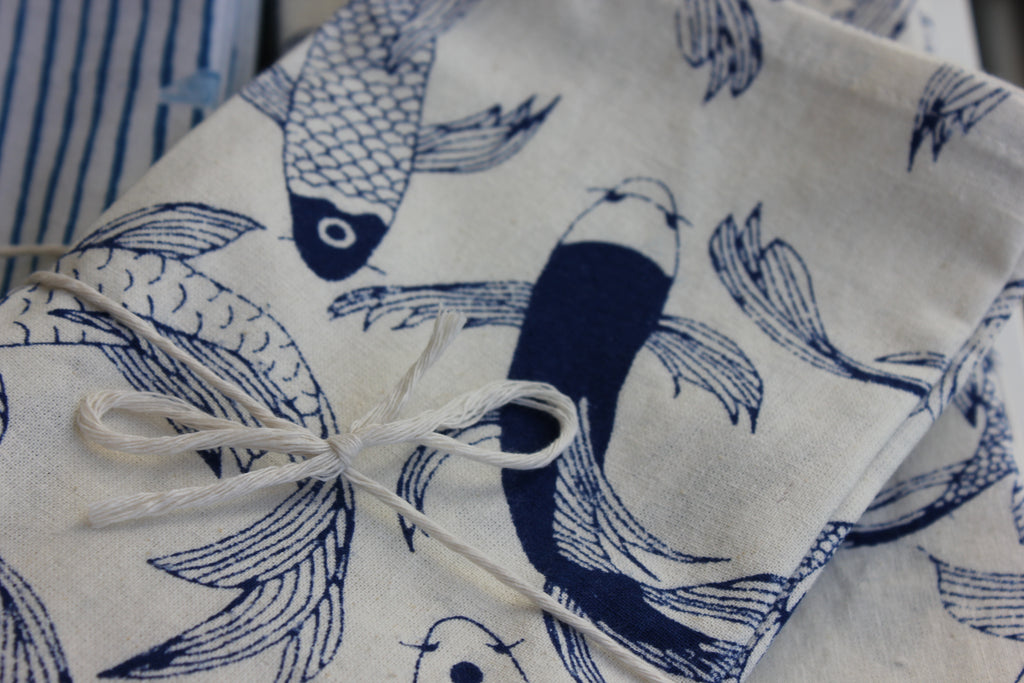 Zebuu Dinner Napkins Blue Fish