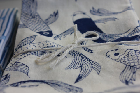 Zebuu Dinner Napkins Blue Fish