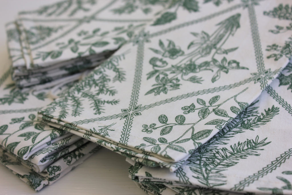 Zebuu Dinner Napkins Vintage Green