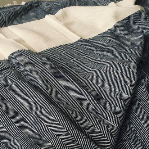 Cotton Herringbone Blanket Noir