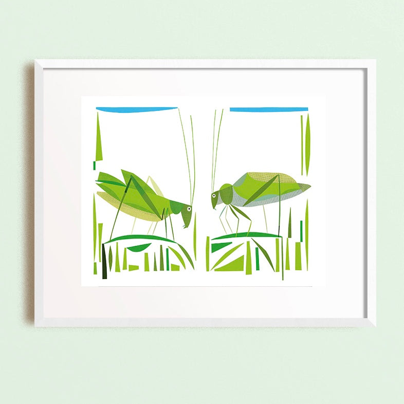 Zebuu Grasshoppers Art Print