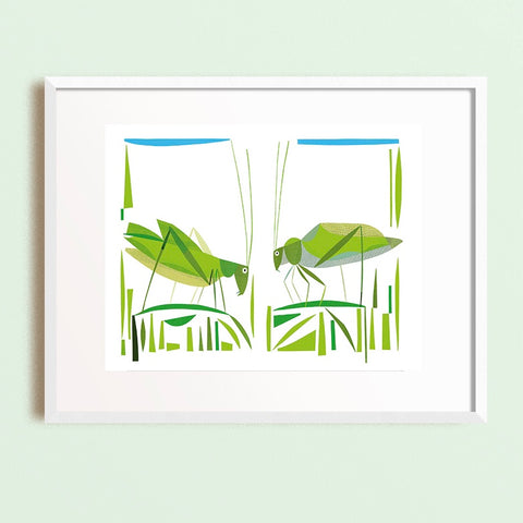 Zebuu Grasshoppers Art Print