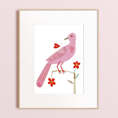 Zebuu Love Bird Art Print
