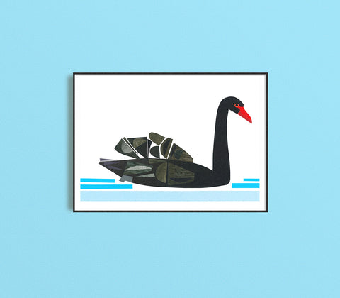 Zebuu Black Swan Art Print