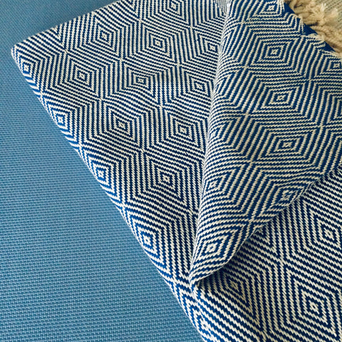 Zebuu Turkish Towel Big Blue Diamond