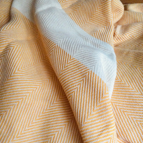 Cotton Herringbone Blanket Yellow Sun