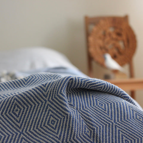Cotton Blanket Blue Diamond