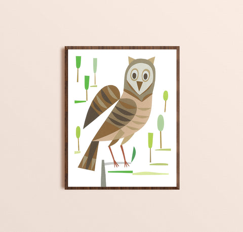 Zebuu Brown Owl Art Print