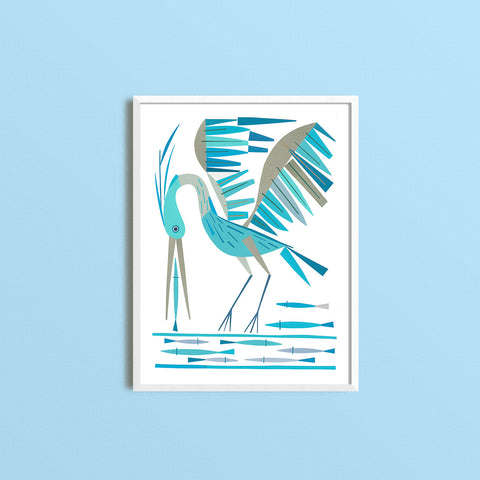 Zebuu Blue Heron Art Print