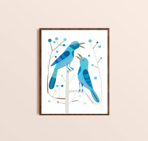Zebuu Blue Birds Art Print