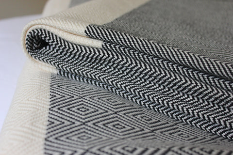 Cotton Herringbone Blanket Noir