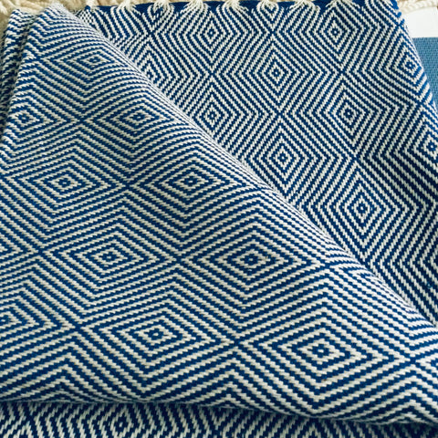 Zebuu Turkish Towel Big Blue Diamond