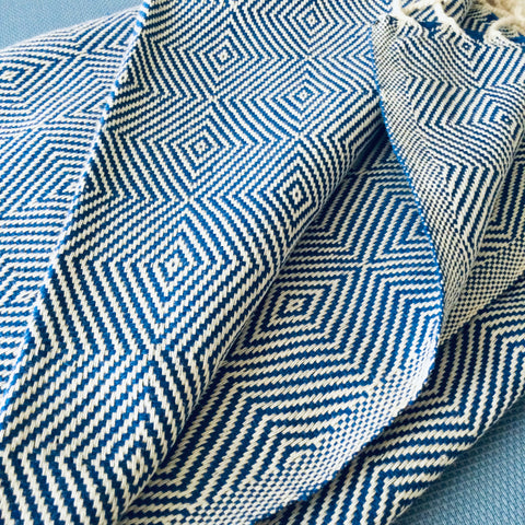 Zebuu Turkish Towel Big Blue Diamond